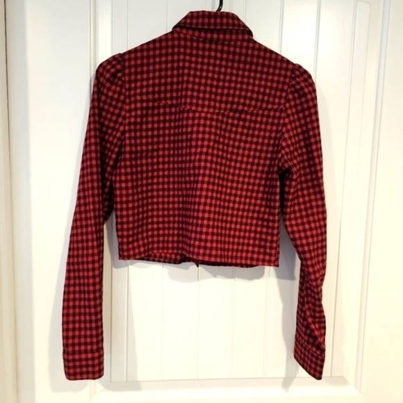 Wild FABLE WOMEN'S CROPPED PLAID LONG SLEEVE SNAP FLANNEL WESTERN SHIRT sz XS - Picture 4 of 10